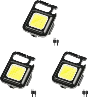 3X COB Flashlight,500Lumen Bright Rechargeable Keychain Flashlight 3 Light Mode with Bottle Opener for Fishing,Camping