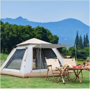 4-Person Pop-Up Tent with Double Doors 4 Windows, Waterproof, Windproof, Quick Setup for Camping, Hiking, Outdoor Adventures
