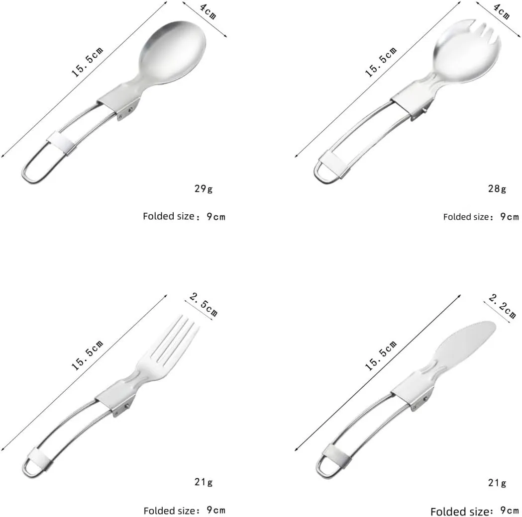 4-Piece Outdoor Portable Folding Stainless Steel Cutlery Set