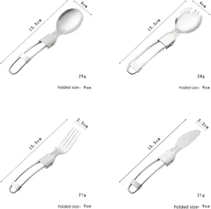 4-Piece Outdoor Portable Folding Stainless Steel Cutlery Set