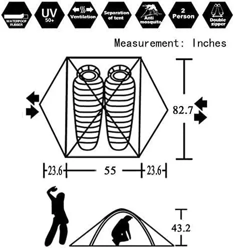4 Season 2-3 Person Lightweight Backpacking Tent Windproof Camping Tent Awning Family Tent