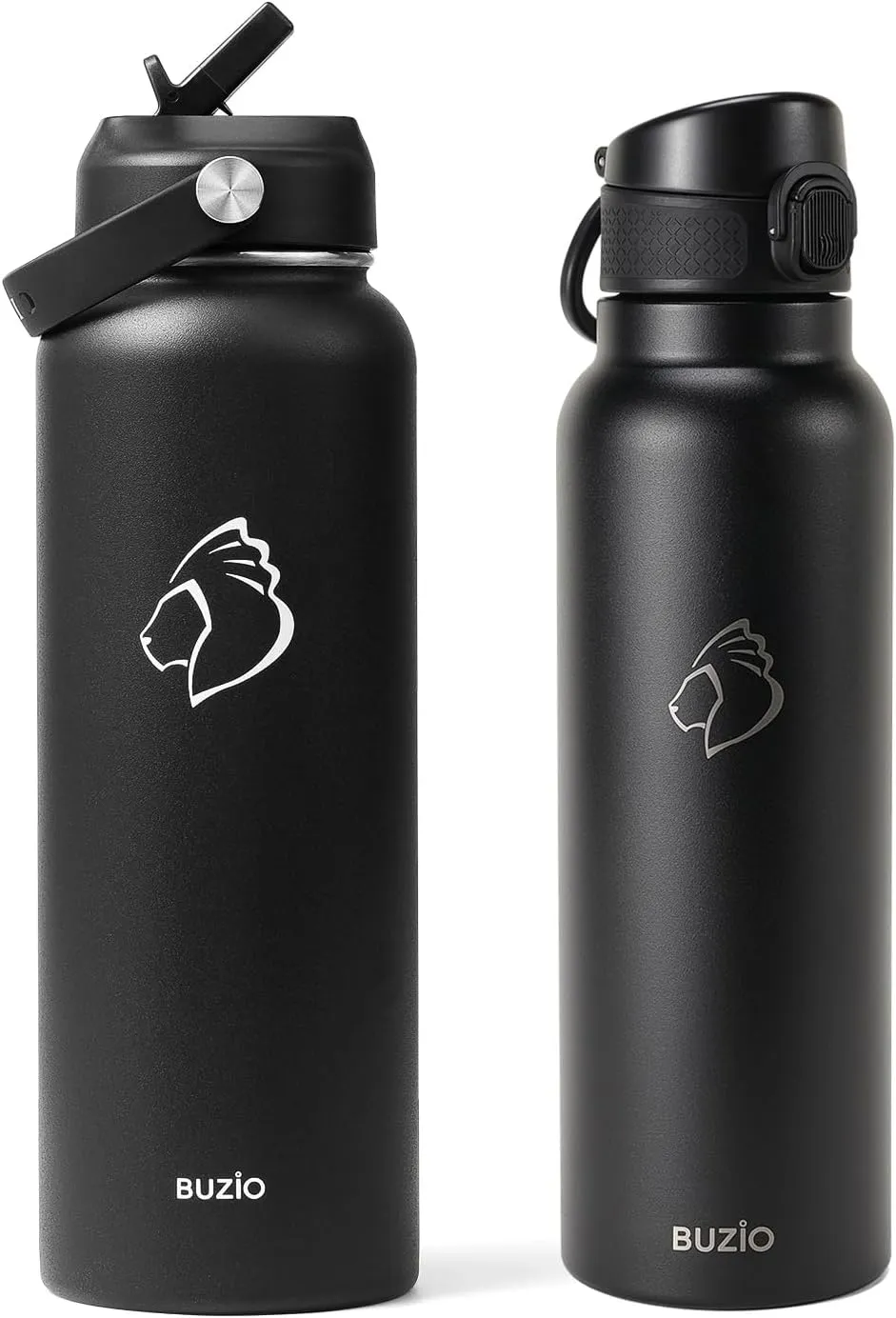 40oz Insulated Water Bottle, Triple Wall Vacuum Stainless Steel Water Flask with 2 lids/BUZIO Water Flask with Straw Lid and handle