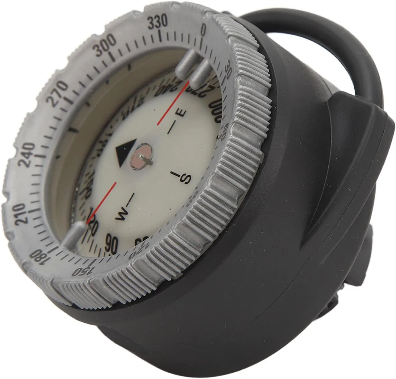 50M Waterproof Luminous Magnetic Diving Compass with Pipe Clamp, Underwater Navigation Tool for Scuba Diving Water Sports, ABS Sturdy Material, Side Window for Clear View