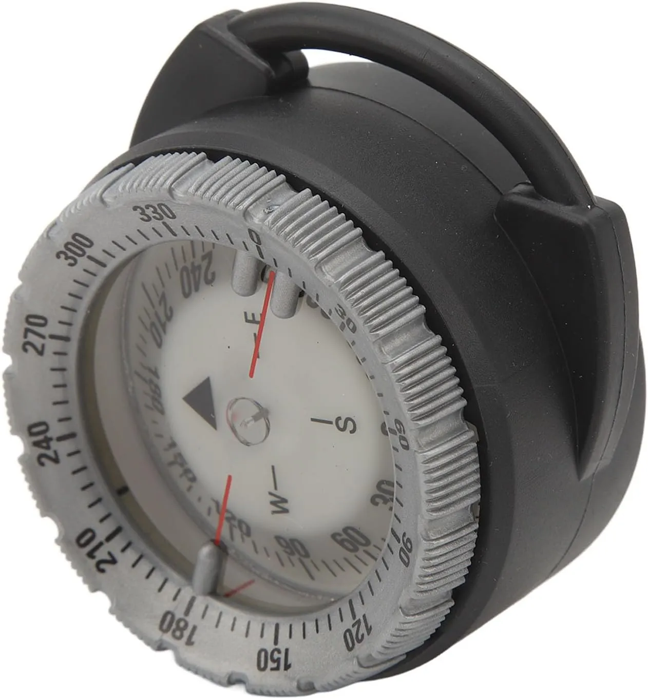 50M Waterproof Luminous Magnetic Diving Compass with Pipe Clamp, Underwater Navigation Tool for Scuba Diving Water Sports, ABS Sturdy Material, Side Window for Clear View