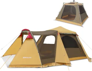 6-8 Person Family Camping Tent with 2 Room 4 Door Double Layer Spacious Waterproof Windproof Large Glamping Tent Blackout Tent Easy Setup for Family Outdoor Camping Picnic Hiking