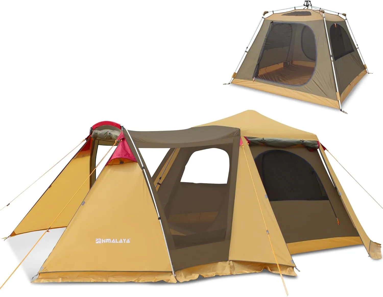6-8 Person Family Camping Tent with 2 Room 4 Door Double Layer Spacious Waterproof Windproof Large Glamping Tent Blackout Tent Easy Setup for Family Outdoor Camping Picnic Hiking