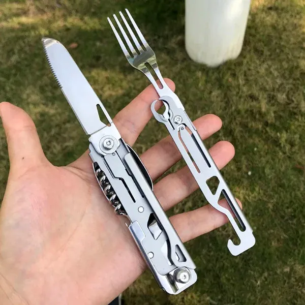 6-in-1 Detachable Camping Utensil Set - Compact Travel Cutlery with Spoon, Fork, Knife & Bottle Opener