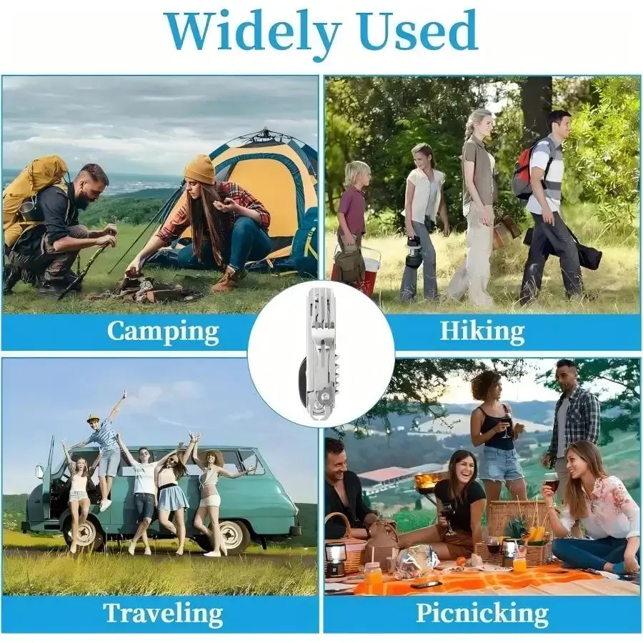 6-in-1 Detachable Camping Utensil Set - Compact Travel Cutlery with Spoon, Fork, Knife & Bottle Opener