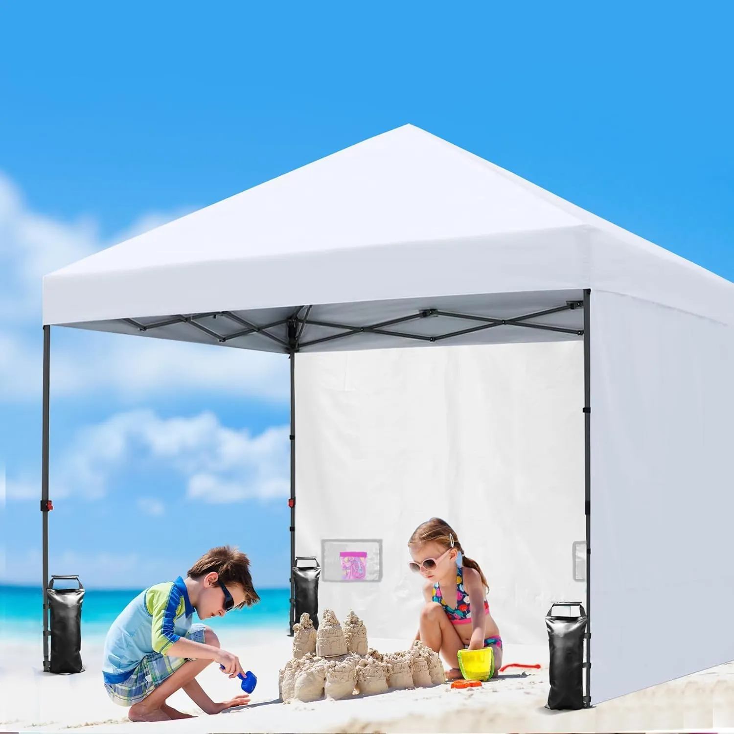 6 Pack SANWAY Sand Bags for Canopy Weights (No Sand)-Sand Bags for Weight - Sandbags for Canopy Tent- Canopy Weights for Canopy Tent Legs - Canopy Weights with Handles, Black