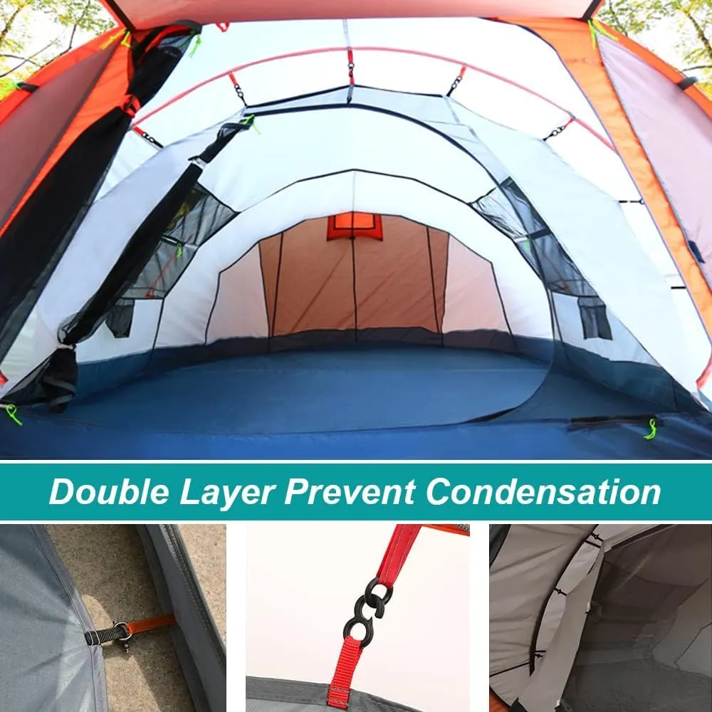 6 Person Easy Pop Up Tents for Camping - AYAMAYA Double Layer Waterproof Instant Tent with Vestibule & Porch, Large Size Family Tent Automatic Setup for 4-6 People Camping Hiking (Poles Included)