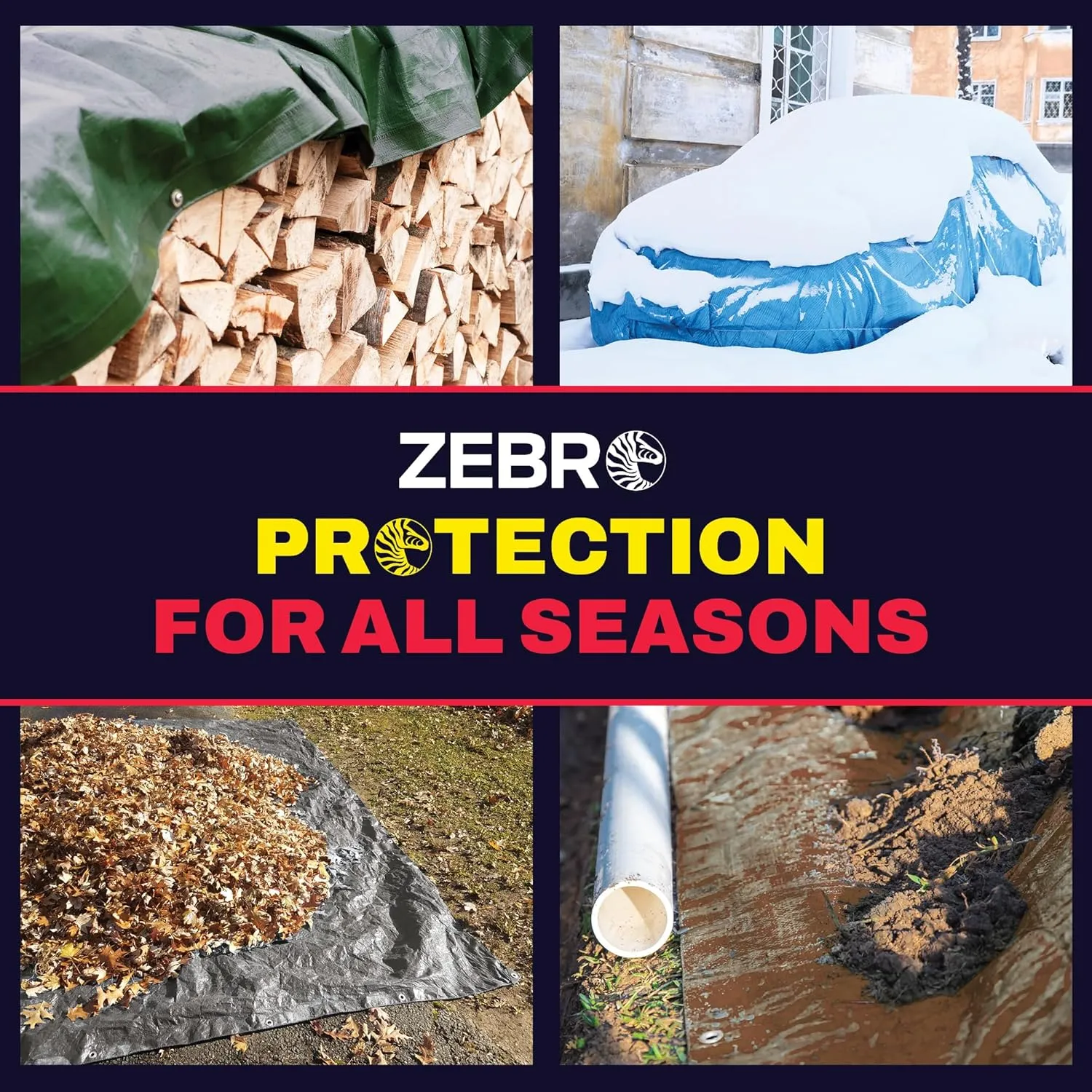 6' x 20' Brown Heavy Duty Tarp with Grommets Reinforced - 16 Mil Thick - Double Sided Plastic Tarps Waterproof - Large Tarpaulin Cover for Outdoor Camping Over/Under Tent Tarp RV Roof Rain - Zebro