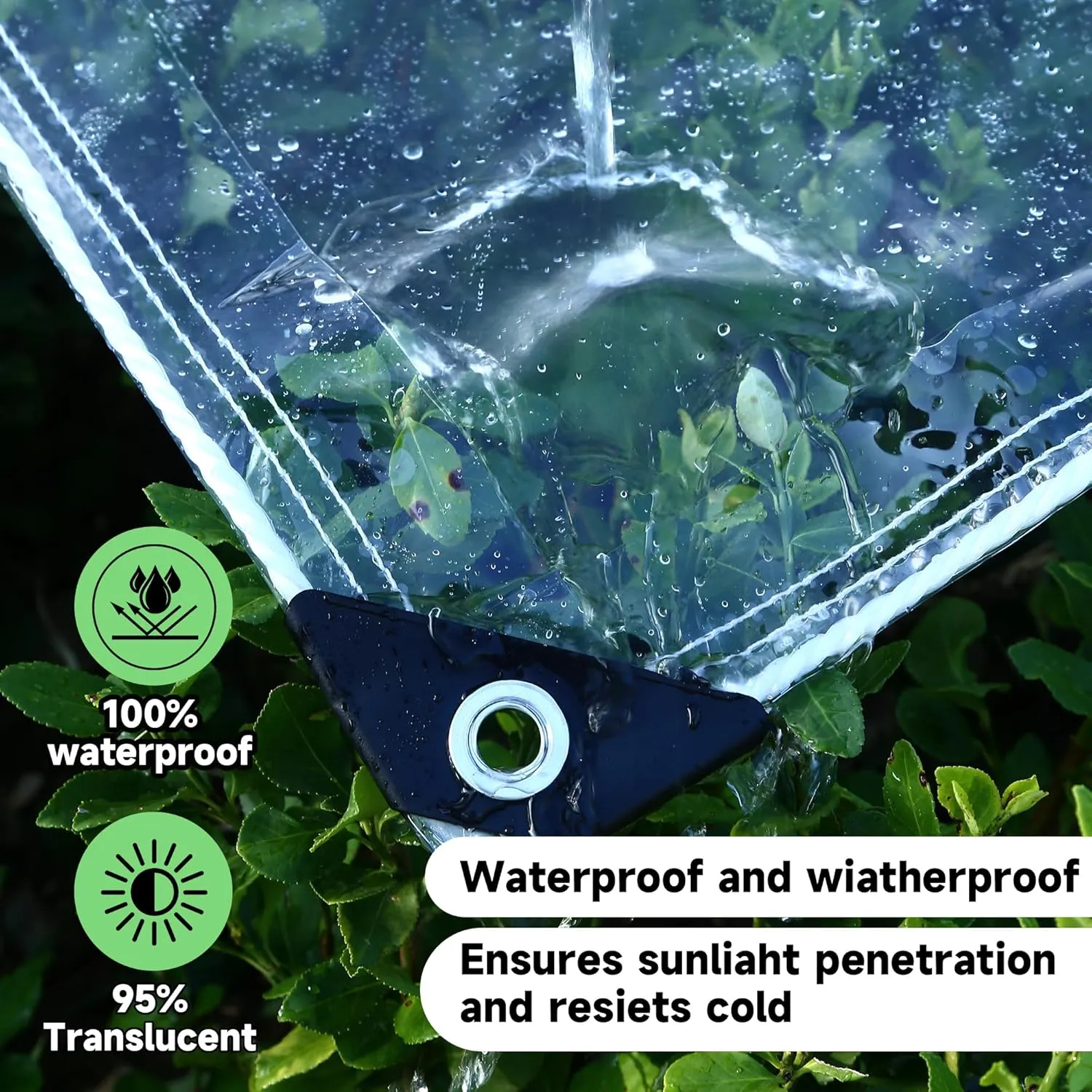 6'x8' 20 Mil Heavy Duty Clear Vinyl PVC Tarp,UV Resistant Glass Tarps Transparent Tarpaulin with Grommets&Reinforced Edges,Suit for Plant Greenhouse Balcony Garden Pet Hutch Roof,Full Size