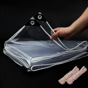 6'x8' 20 Mil Heavy Duty Clear Vinyl PVC Tarp,UV Resistant Glass Tarps Transparent Tarpaulin with Grommets&Reinforced Edges,Suit for Plant Greenhouse Balcony Garden Pet Hutch Roof,Full Size