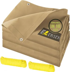6’x8’ Canvas Tarps Heavy Duty Waterproof Tarpaulins with Aluminum Grommets,UV Resistant, 22Mil Multipurpose Drop Cloth, 14oz Cover Sheet for Outdoor and Indoor Use with Ropes Yellow