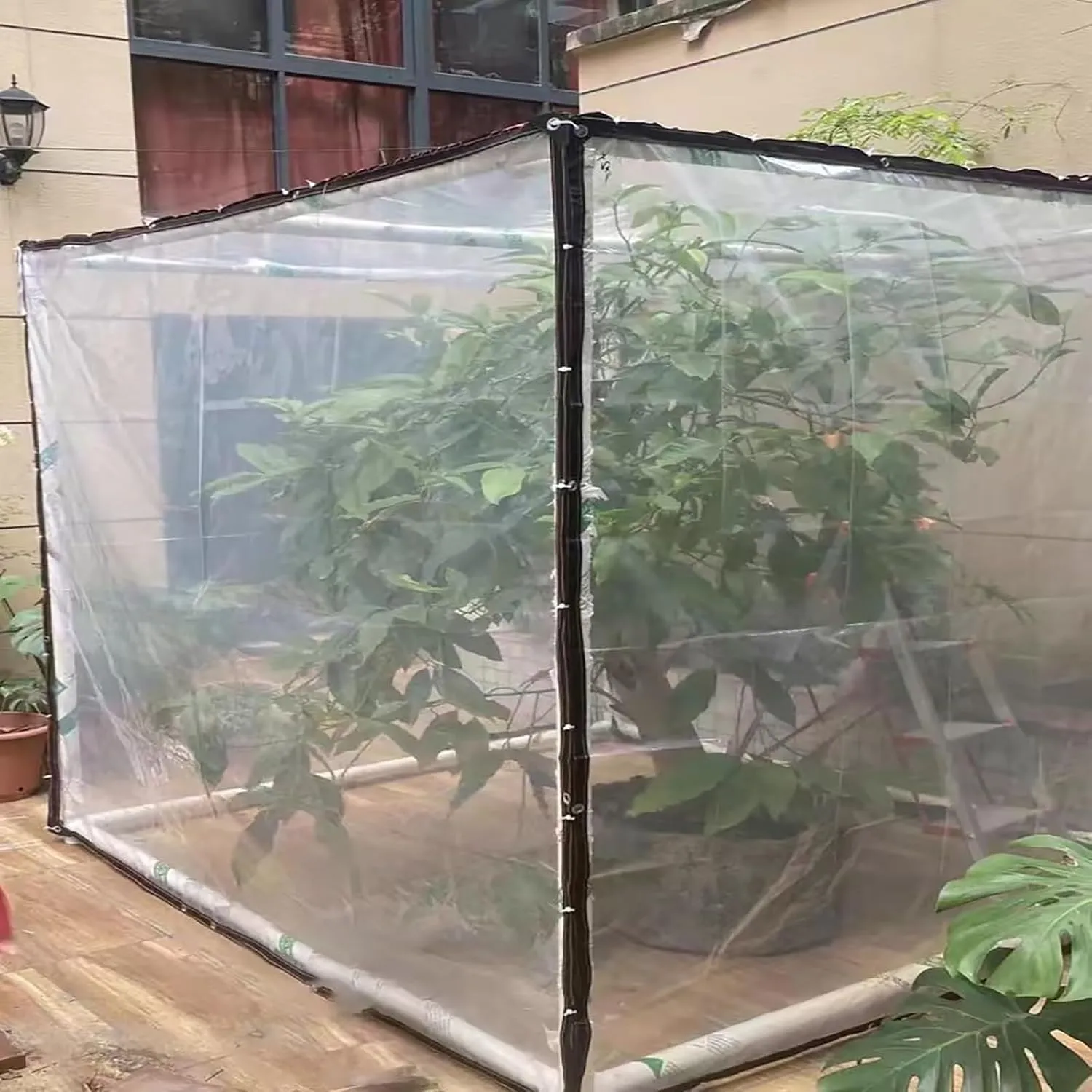 7 * 10FT 7 * 13FT 7 * 20FT Cover Tarpaulin,Dustproof Rainproof Windproof,Clear Waterproof Cover,Transparent Tarpaulin Large,Clear Plastic Tarp(10x20 ft(3x6m))
