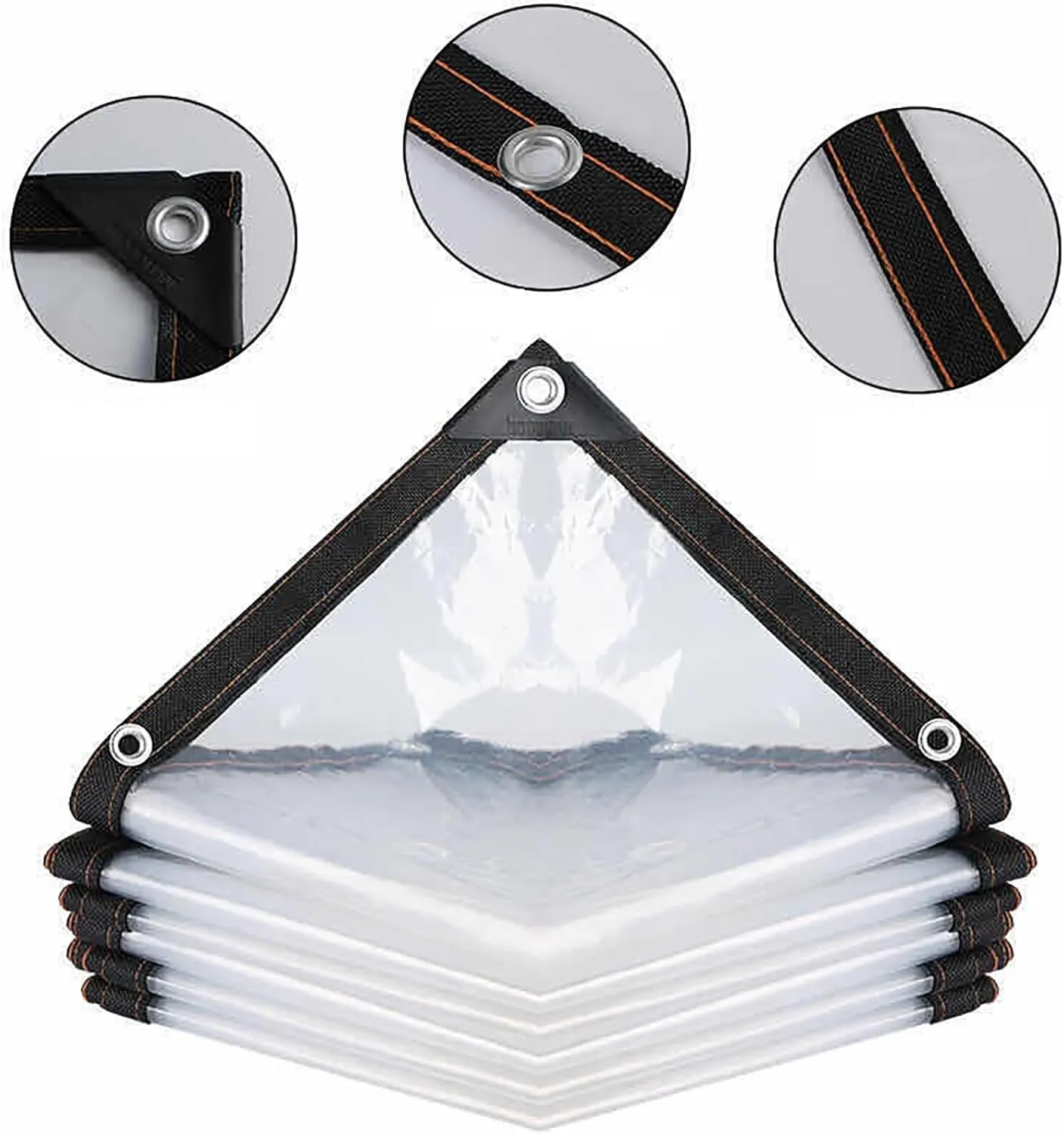 7 * 10FT 7 * 13FT 7 * 20FT Cover Tarpaulin,Dustproof Rainproof Windproof,Clear Waterproof Cover,Transparent Tarpaulin Large,Clear Plastic Tarp(10x20 ft(3x6m))