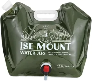 7.5L Collapsible Water Container with Spigot – Portable Folding Water Jug for Camping & Outdoors, BPA-Free, Leak-Proof, Green, 31×42×5cm