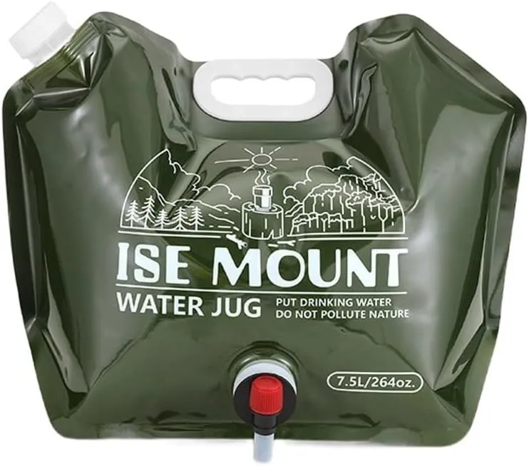 7.5L Collapsible Water Container with Spigot – Portable Folding Water Jug for Camping & Outdoors, BPA-Free, Leak-Proof, Green, 31×42×5cm