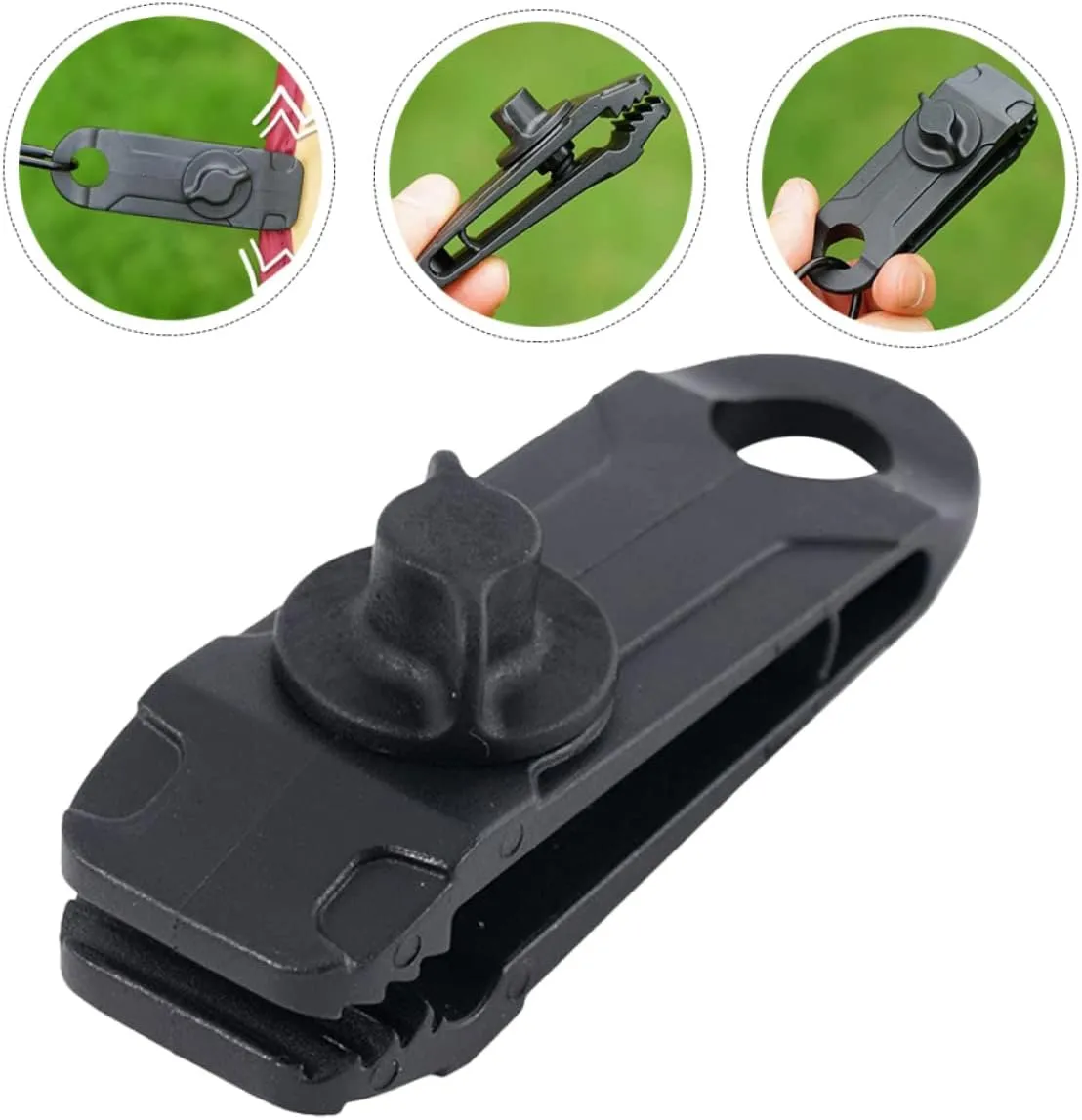 8 Pcs Tent Clip Outdoor Teepee Multifunction Nylon Black (Blackx5pcs 8.5X2.8CMx5pcs)