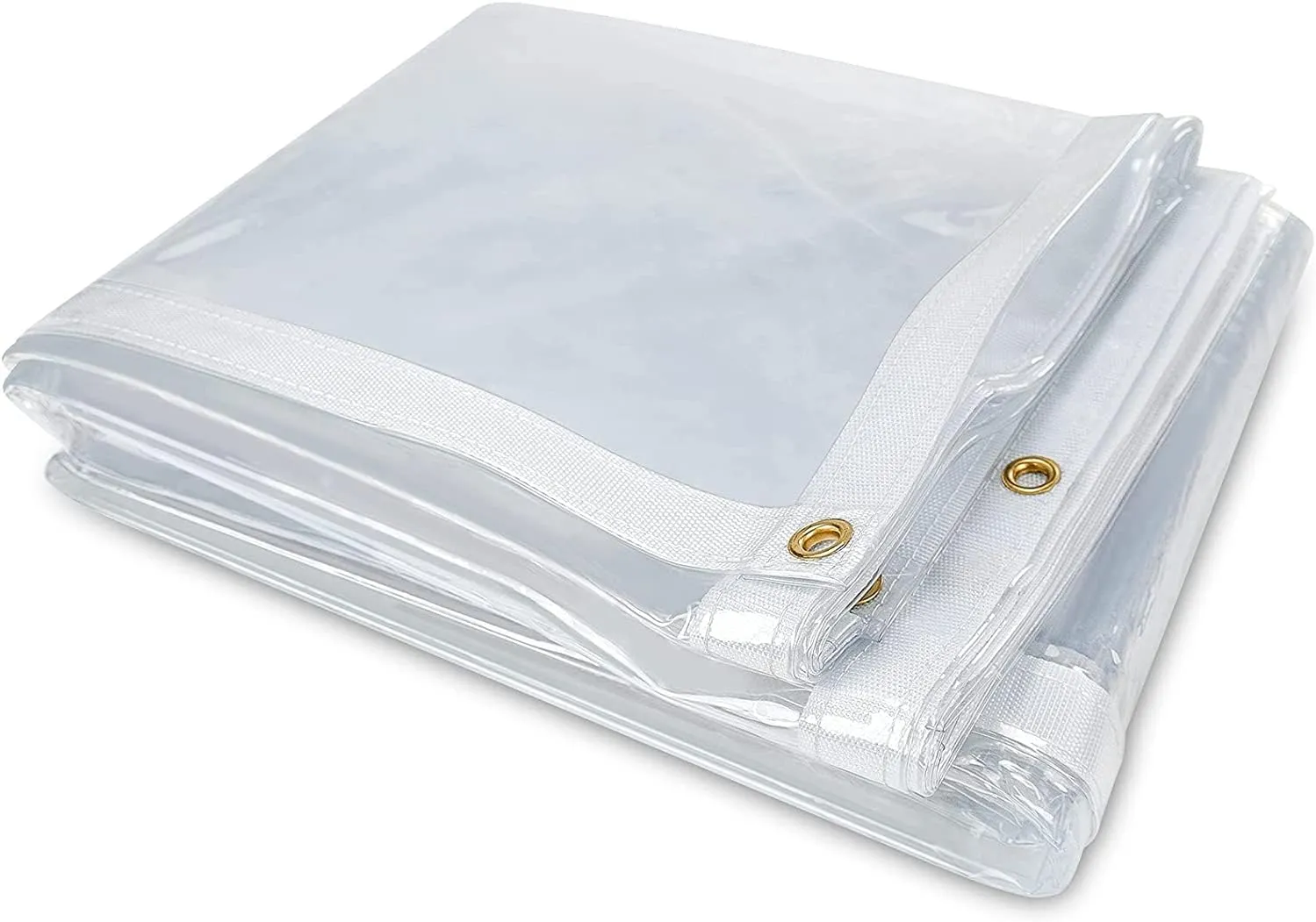 8 x 12FT Outdoor Clear Tarp Curtain Waterproof Wind-Proof 24 Mil Transparent Vinyl Tarp for Patio Pergola Garden Canopy Rainproof Anti-Tear PVC Thick Cover with Grommets