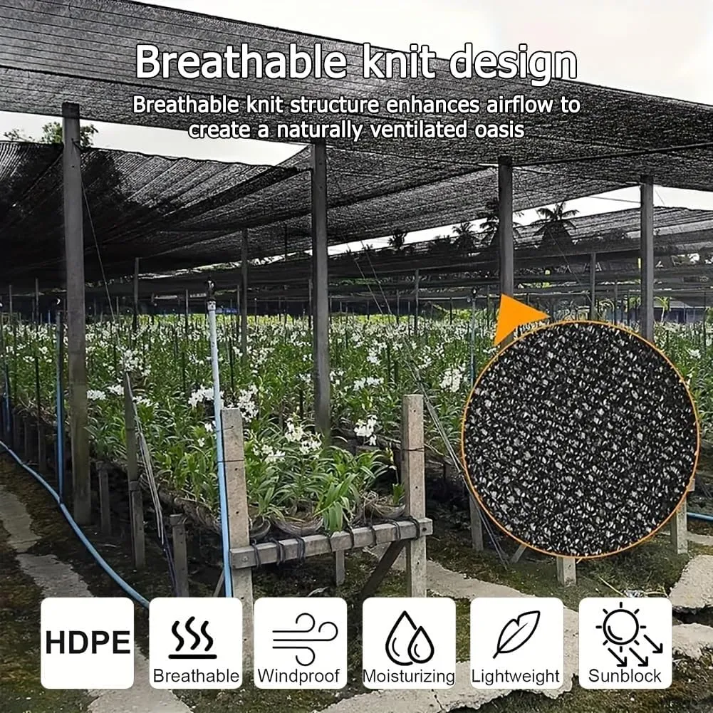 90% Shade Cloth for Garden, 25'x50' 20'x30' 35'x40' 30'x50' Tear Resistant Sun Shade Net, Outdoor Shade Tarp Cover, Sunblock Netting for Patio Pergola Courtyard, Black(10x35ft)
