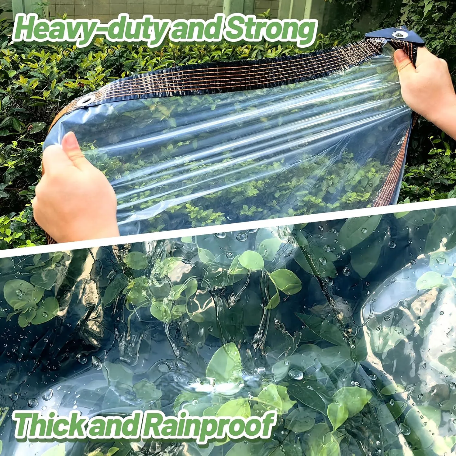 9.8 x 13 ft Thicken Clear Tarp Waterproof - 5 mil Anti-Tear Garden Rainproof Transparent Poly Tarpaulin, Windproof & Snowproof Shed Cloth with Grommets Rope for Covering Henhouse Porch Plant Camping