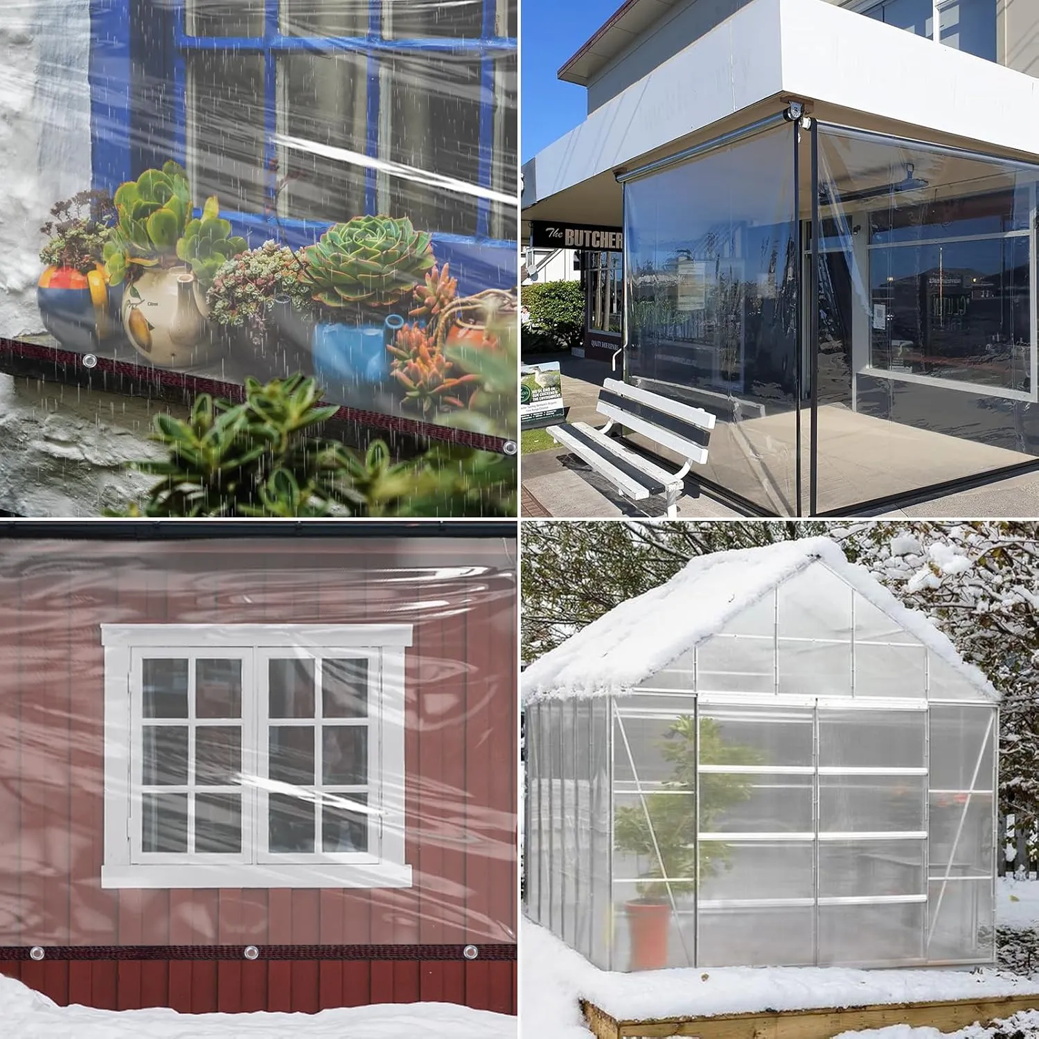 9.8 x 13 ft Thicken Clear Tarp Waterproof - 5 mil Anti-Tear Garden Rainproof Transparent Poly Tarpaulin, Windproof & Snowproof Shed Cloth with Grommets Rope for Covering Henhouse Porch Plant Camping