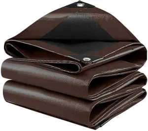 9x12Ft Tarps 18 MIL Poly Canopy Shelter Cover Tarp Reinforced Edges Waterproof UV Resistant, Tear and Color Fade Resistant, for Home, Boats, Cars, Camp, Outdoor Pool Brown Black