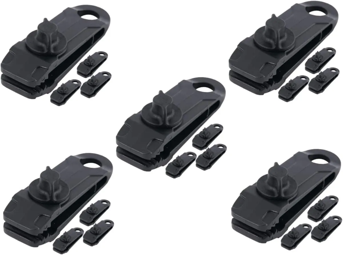 ABOOFAN 20pcs Heavy Duty Tent Clips Sturdy Fixing Clips for Camping Windproof Tarp Buckles for Securely Holding Tents and Ropes