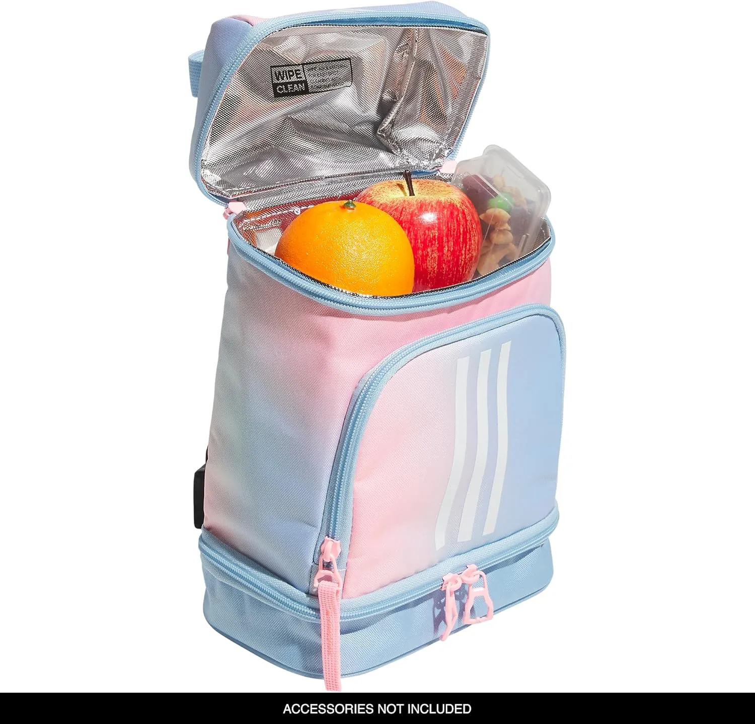 adidas Excel Bag, Cooler with Zipper, Pocket for Ice Pack, and Clip, Temperature Control Insulation, Lunch Dazed Gradient Clear Sky/Clear Sky Blue/Pink Spark, One Size