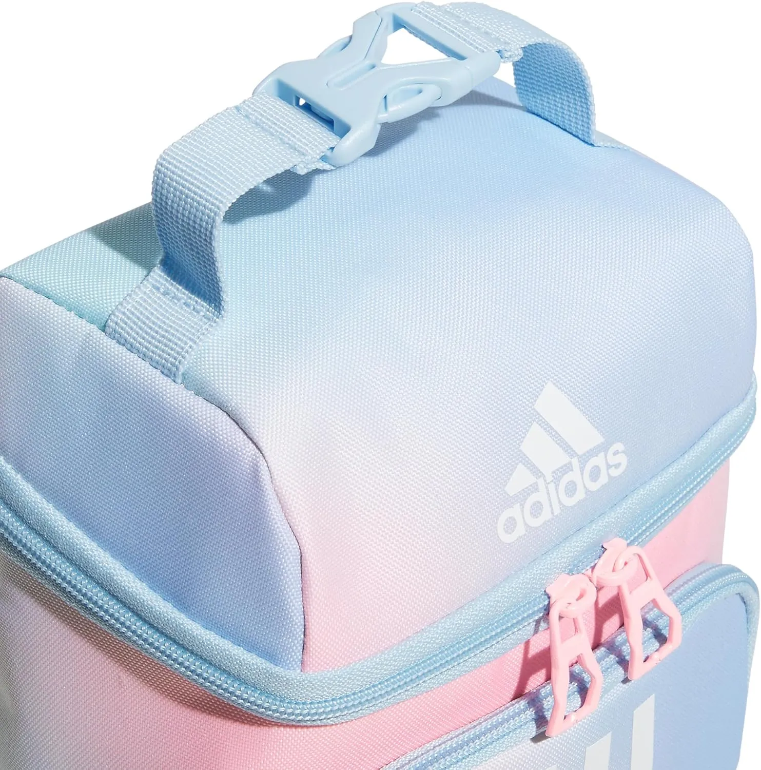 adidas Excel Bag, Cooler with Zipper, Pocket for Ice Pack, and Clip, Temperature Control Insulation, Lunch Dazed Gradient Clear Sky/Clear Sky Blue/Pink Spark, One Size