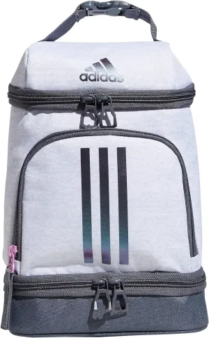 adidas Excel Lunch Bag, Cooler with Zipper, Pocket for Ice Pack, and Clip, Temperature Control Insulation, Jersey White/Shadow Chrome/Onix Grey, One Size