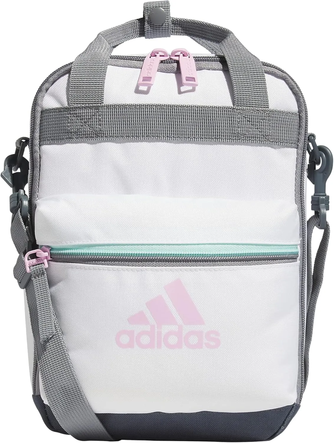adidas Squad Insulated Lunch Bag (7L) Food Container Carry Box for Kids/Adults Discontinued, White/Orchid Fusion Purple, One Size