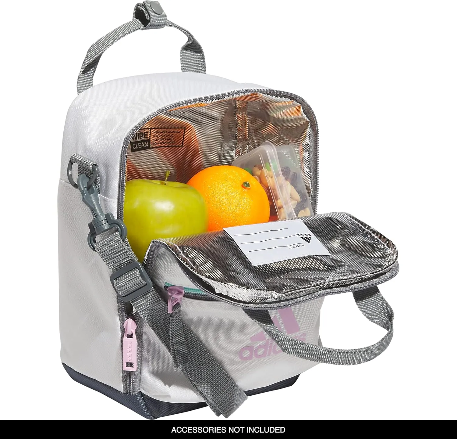 adidas Squad Insulated Lunch Bag (7L) Food Container Carry Box for Kids/Adults Discontinued, White/Orchid Fusion Purple, One Size