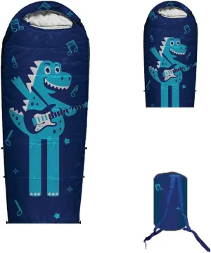 Adjustable Length Mummy Style Kids Sleeping Bag with Pillow Sleeve, 4 Season 32 – 59F, Lightweight and Backpacking Style, Ideal for Camping, Sleepover, Boys, Girls, Youth and Toddlers