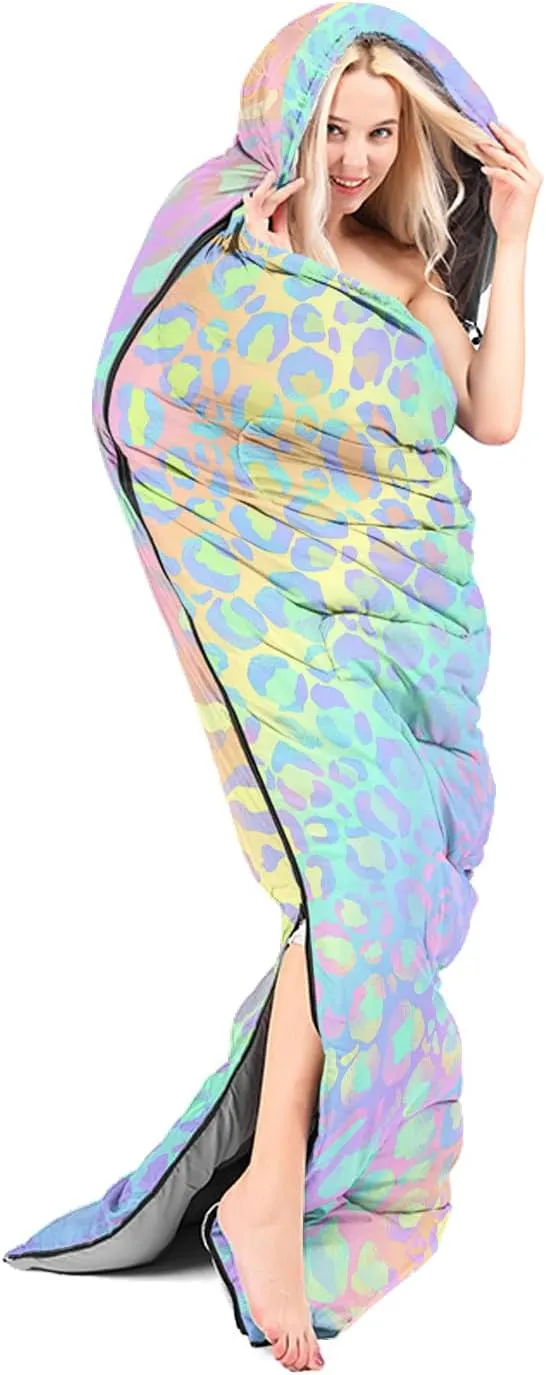 AILONEN Blue Butterfly Sleeping Bags,Lightweight & Waterproof,3 Season Warm & Cool Weather,Fairy Forest Flower Sleeping Bags for Kids,Girls,Adults,Travelling,Outdoors