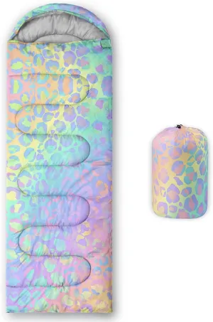 AILONEN Blue Butterfly Sleeping Bags,Lightweight & Waterproof,3 Season Warm & Cool Weather,Fairy Forest Flower Sleeping Bags for Kids,Girls,Adults,Travelling,Outdoors