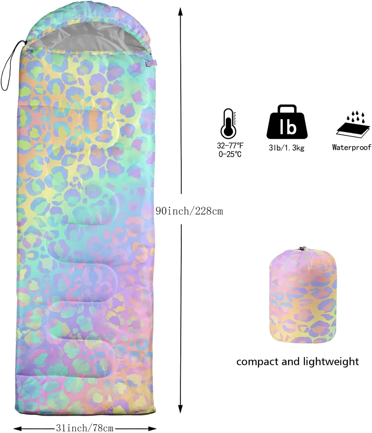 AILONEN Blue Butterfly Sleeping Bags,Lightweight & Waterproof,3 Season Warm & Cool Weather,Fairy Forest Flower Sleeping Bags for Kids,Girls,Adults,Travelling,Outdoors