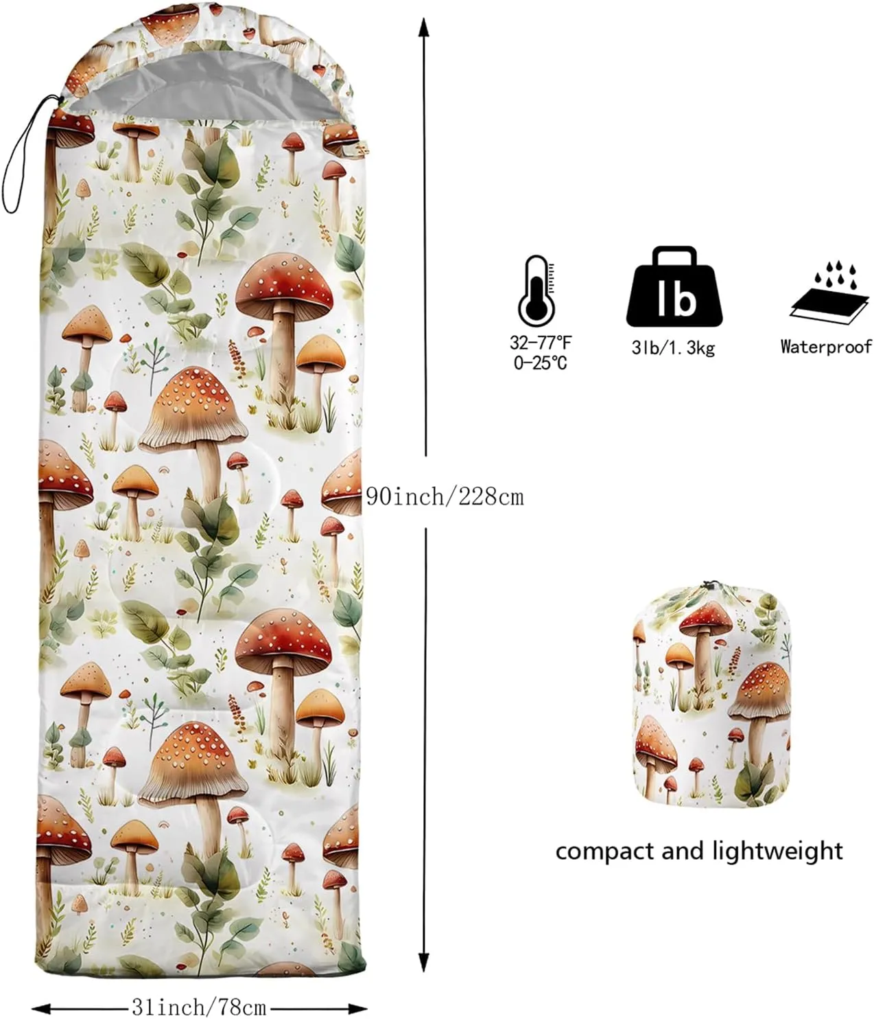 AILONEN Girls Butterfly Camping Sleeping Bags,Lightweight & Waterproof,3 Season Warm & Cool Weather,Beautiful Animal Black Sleeping Bags for Kids Adults,Travelling,Outdoors