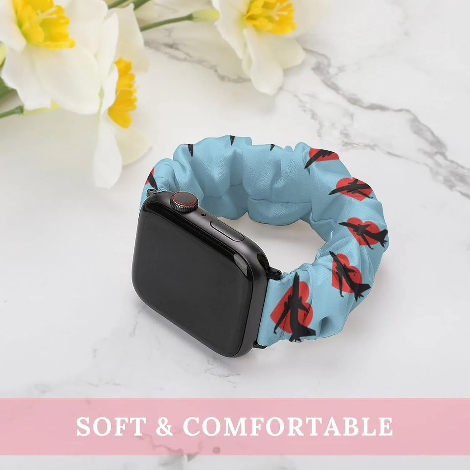 Airplane with Heart Fashion Watch Strap Scrunchies Wristbands Compatible With IWatch Series