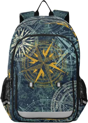 ALAZA Grunge Nautical Wind Compass Retro Casual Backpack Travel Daypack Bookbag