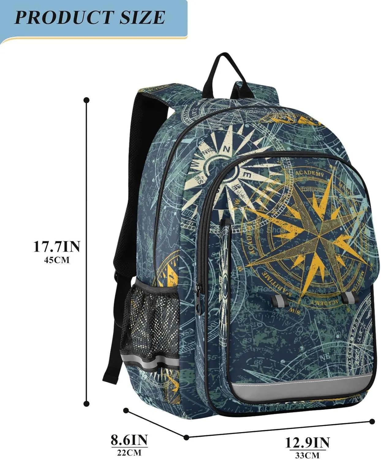 ALAZA Grunge Nautical Wind Compass Retro Casual Backpack Travel Daypack Bookbag
