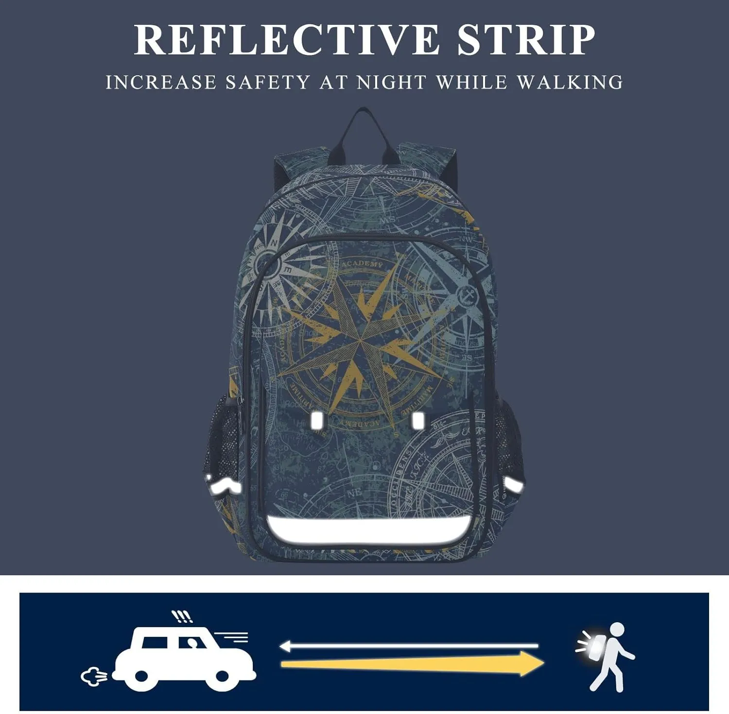 ALAZA Grunge Nautical Wind Compass Retro Casual Backpack Travel Daypack Bookbag
