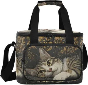 ALAZA Lying Cat Cooler Bag Insulated Lunch Bag for Women Men Travel Picnic Work College Hiking Camping Office Beach