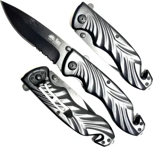 All black stainless steel tactical heavy duty pocket knife GSE908BK