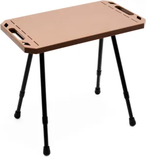 Aluminum Alloy Lightweight Folding Camping Table Adjustable Height Picnic Desk Wood Grain Color (Khaki)