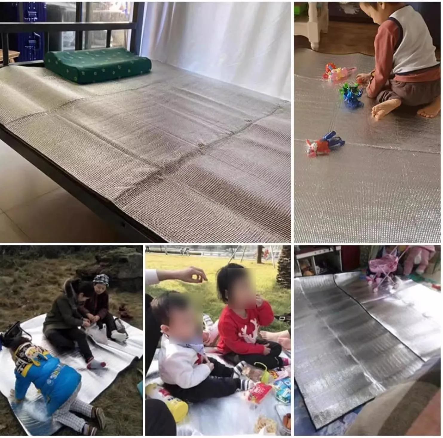 Aluminum Foil Camping Mat Foam Foil Waterproof Cushion Foldable Outdoor Sleeping Mattress Insulated Footprint Pad for Camping Foam Pad Insulating Foil Mat with Carrying Bag