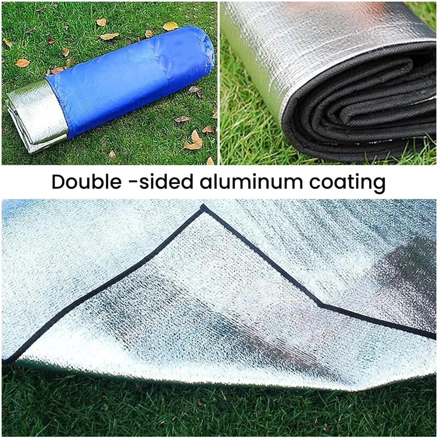 Aluminum Foil Camping Mat Foam Foil Waterproof Cushion Foldable Outdoor Sleeping Mattress Insulated Footprint Pad for Camping Foam Pad Insulating Foil Mat with Carrying Bag