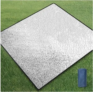 Aluminum Foil Camping Mat Foam Foil Waterproof Cushion Foldable Outdoor Sleeping Mattress Insulated Footprint Pad for Camping Foam Pad Insulating Foil Mat with Carrying Bag