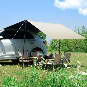 AMNOOL Camping Tarps for Tents, Multifunctional Waterproof Truck Awning, 9.8 * 6.5ft Tent Camping Shelter Canopy, PU 2000mm (Color : Black 300 * 200cm/9.8 * 6.5ft), Beige 300*200cm/9.8*6.5ft